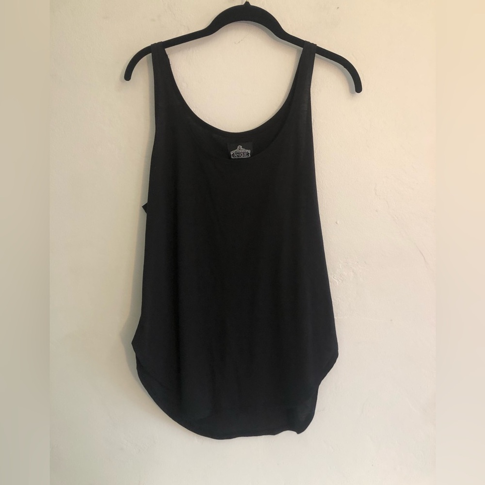 Angie Scoop Neck Tank Top Black Women's Size L Capsule Wardrobe Quiet Luxury NWT